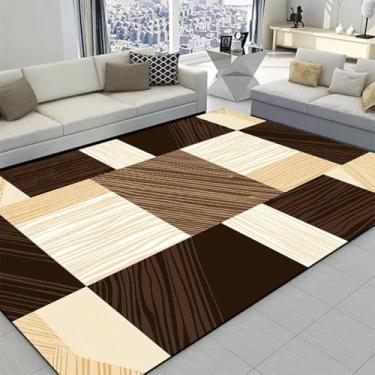 Imagem de Tapetes geométricos modernos para sala de estar, cores claras e luxuosas, para decoração de quarto, sofá, área grande, tapete macio para sala de estar (200 x 250 cm, 78,7 x 98 pol./DT-4154 Flanel