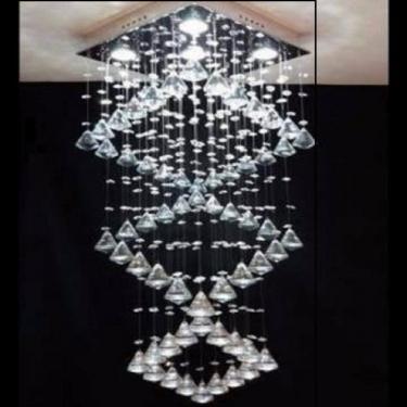 Imagem de Lustre Para Sala, Quarto, Cozinha, Sala De Jantar, Hall, Em Cristal Base 30x30 90cm