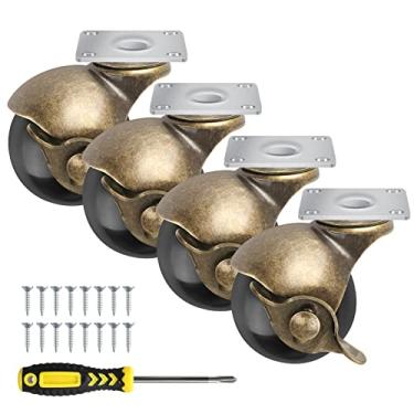 Imagem de Apllamo Rodas De Rodízio De Esfera, Conjunto De 4 Rodízios De Latão Vintage Antigos, Com Placa Superior Giratória Para Cadeiras, Armários, Rodas Para Móveis 4 (Conjunto De 4 Rodízios Para Serviço Pe