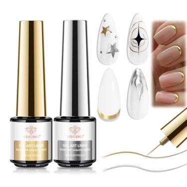 Imagem de modelones Esmalte Em Gel Metálico 2 Peças, Esmalte Em Gel Dourado E Prateado, Bronze Dourado, Espelhado E Cromado, Efeito 3D, Pincel Fino Para Efeito Redemoinho, Imersão Em Led, Faça Você Mesmo, Pre