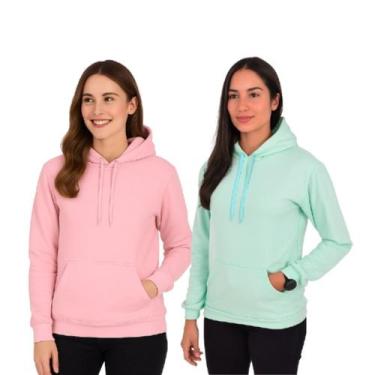 Imagem de Kit 2 Blusa Moletom Feminino Confortável Macio Com Capuz Flanelado - A