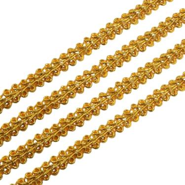 Imagem de Zorveiio Acabamento de renda trança metálica de 27 metros, fita de renda com estampa de flor, acabamento em centopéia dourada, 8 mm de largura, trançado para casamento, bijuterias de fantasia, costura