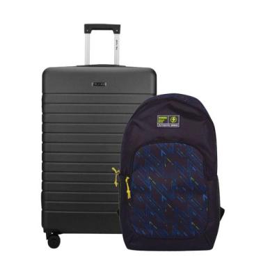 Imagem de Kit Mala de Viagem Pequena 10Kg Athenas Preta Mundi + Mochila Executiv