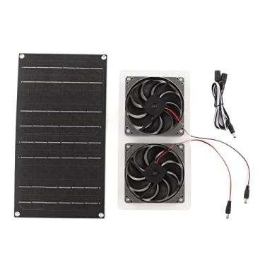 Imagem de Cryfokt Kit de Ventilador Com Energia Solar, fã de Exaustão Dupla Geradora de 100W Com Cabo de Conexão, Ventilador de Ar para Admissão para Bobinas de Frango Externas