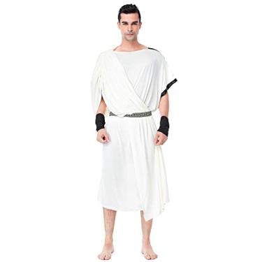 Imagem de Faltern Fantasia de Deus Grego Toga Feminina Fantasia Romana Antiga Cosplay Toga Robe Masculino Grego