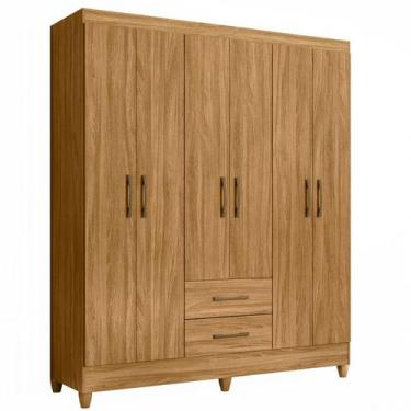 Imagem de Guarda Roupa Roupeiro Casal Panama 6 Portas 2 Gavetas Freijo - Moval