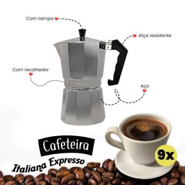 Imagem de Cafeteira Italiana Express, 9 Xícaras, Aço Inox, 10cm x 19cm