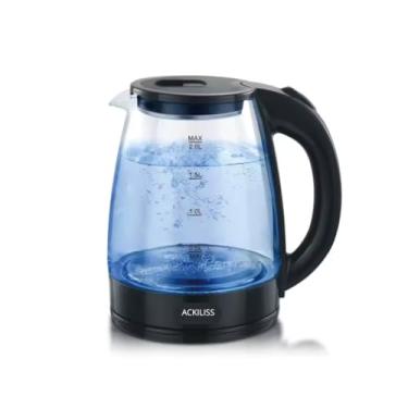 Imagem de Chaleira Elétrica 2 Litros Chaleira De Água De Vidro Luz Azul Portátil 1500W Voltagem 220v