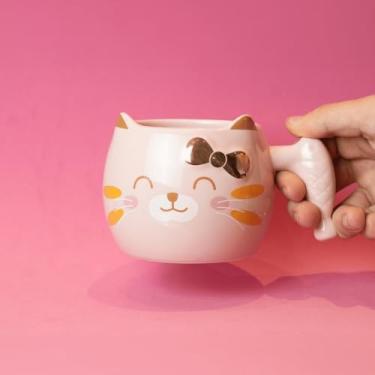 Imagem de Caneca de Porcelana Cat Loves Fish - Rosa