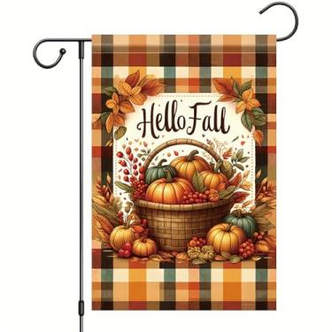 Imagem de Starlit Patio Hello Fall Pumpkin Garden Flag Welcome Autumn Outdoor Yard Banner Seasonal House Flag Double Sided Harvest Garden Decor for Lawn Patio Home Thanksgiving Party Decoration 30 x 45 cm