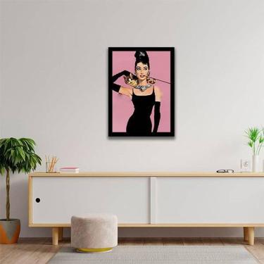 Imagem de Quadro Decorativo Audrey Hepburn Bonequinha Luxo Rosa 34X23C