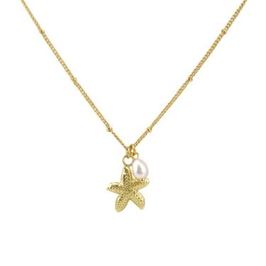 Imagem de Mikovivi Colar de Ouro Estrela do Mar para Mulher, Delicado Concha Colar com Pendente Estrela do Mar Boémio Jóias Oceano Verão Praia Férias Jóias para Presente