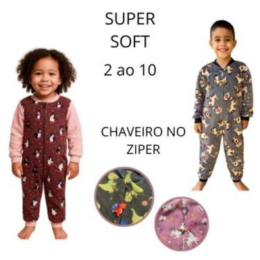 Imagem de Macacão Pijama Super Soft Quentinho Infantil Ziper Frontal - Loja Cari