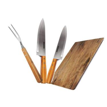 Imagem de Kit Churrasco Paixão Nacional com Tábua Prancheta de Madeira Gourmet M