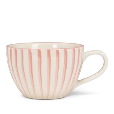 Imagem de Abbott Collection Copo com leite listrado Cabana - Caneca de grés, branco/rosa, 7,6 cm A (340 g)