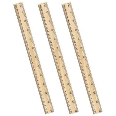Imagem de Régua de madeira ZZTX, pacote de 30 cm com 3 para estudantes, escritór
