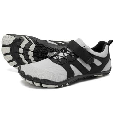 Imagem de Grand Attack Barefoot Shoes masculino bico largo zero drop trilha corrida cross-trainer luta livre boxe halterofilismo caminhada sapatos, 5943-5a Preto/Cinza, 13 Wide