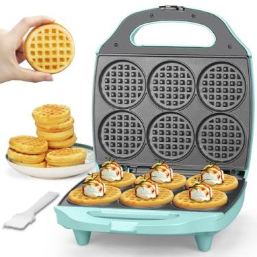 Imagem de Baker's Friend Mini máquina de fazer waffles multi, ferro de waffle pequeno de 15 x 7 cm, perfeito para famílias e indivíduos, excelente escolha para festas e eventos de café da manhã, brunch, água