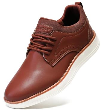 Imagem de HCUBEAW Tênis Sociais Masculinos De Couro Oxfords, Sapatos Sociais Wingtip Breeze Para Homens, Tênis Marrom