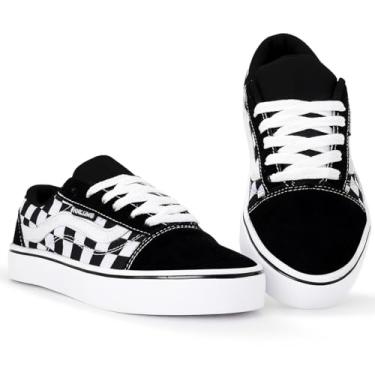 Imagem de Tenis Cano Baixo Skate Kalum Academia Unissex Leve Confortavel Old School Clássico (XADREZ, BR, Adulto, Numérico, 42)