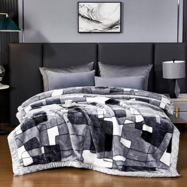 Imagem de Cobertor de vison coreano 150 x 199 cm, macio e quente - Cobertor de cama Raschel reversível de 2 camadas para cama de solteiro (150 x 200 cm - 2,5 kg).