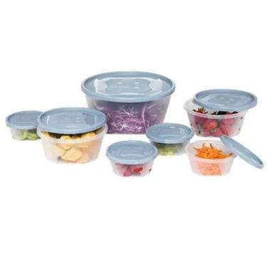 Imagem de Potes 7 Unidades Organizadores Multiuso Transp Azul Vermelho - Jaguar,