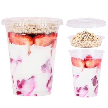Imagem de Copos de plástico Parfait Aatriet 16 onças com inserção de 120 ml e ta