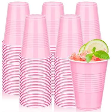 Imagem de Copos de festa descartáveis tchrules 16 onças de plástico rosa x100