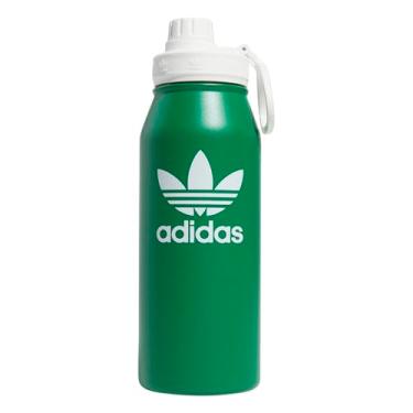 Imagem de adidas Originals Garrafa de água de metal de 1 litro, aço inoxidável 18/8 com isolamento quente/frio, de parede dupla, verde/branco, 946 ml, Verde/branco, 33.8 Ounces