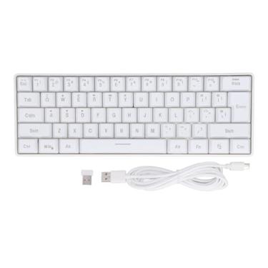 Imagem de Teclado de 3 modos Silêncio 61 teclas RGB Backlight Wireless Wired Bluetooth Mecânico Teclado para Laptop Tablet Gaming Office Gaming (Branco)