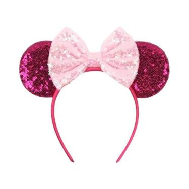 Imagem de Tiara De Orelhas De Rato Com Lantejoulas E Laço Para Meninas Com Pérol