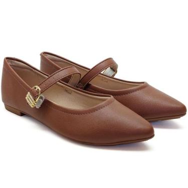 Imagem de Sapatilha Mary Jane Feminina Bico Fino Modare UltraConforto, Avelã, 36