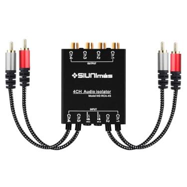 Imagem de SIUNIMAS Isolador de circuito de aterramento Pro RCA 4 canais com cabo trançado de nylon para carro e home theater usando filtro de ruído com design de caixa metálica durável de elevação do solo (SIM