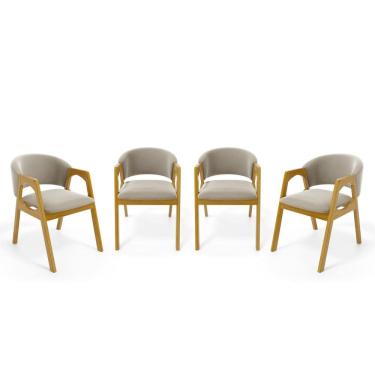 Imagem de Kit Com 4 Cadeiras Agatha Madeira Maciça Estofada Para Mesa De jantar