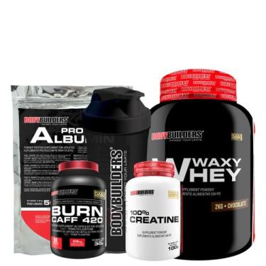 Imagem de Kit Waxy Whey 2kg + Creatina 100% 100g + Burn Caff 60 Cápsulas + Album