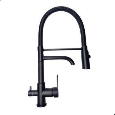Imagem de Torneira Cozinha Gourmet Preta Premium Com Entrada p/ Filtro - STILLUS