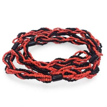 Imagem de Guia Brajá 8 fios Exú Preta e Vermelha com Firma 70 cm - Flash