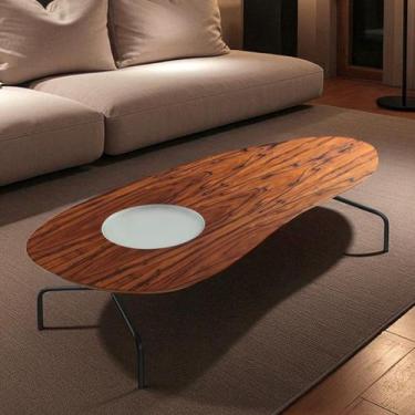 Imagem de Mesa de Centro para Sala de Estar com Detalhe em Vidro Cacau - Josandr