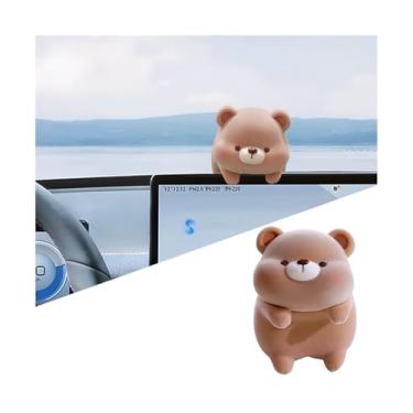 Imagem de LKAHG Enfeite de espelho retrovisor de carro fofo animal peludo, estatuetas engraçadas de urso decoração de painel de tela central de veículo, pingente de decoração de interiores automotivo, universal