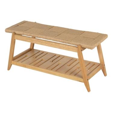 Imagem de Banco de Madeira Tulum 100x41 cm – Banco Decorativo com Estrutura de Eucalipto e Design Rústico para Sala ou Hall de Entrada