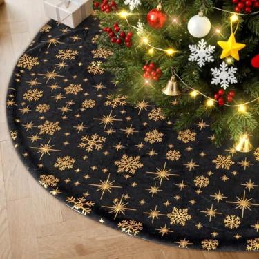 Imagem de Lanpn Saia para árvore de Natal 61 cm, saia de veludo para árvore de Natal com floco de neve, tapete de árvore de Natal de inverno para minilápis pequeno, árvores artificiais finas, decoração de Natal
