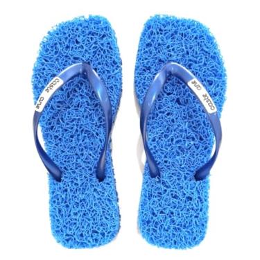 Imagem de Chinelo Confort Square ideal para Fascite Plantar, esporão de calcâneo, sensação de estar pisando em um tapete macio. (Azul, 33/34, BR, Adulto, Faixa Numérico, 33, 34)