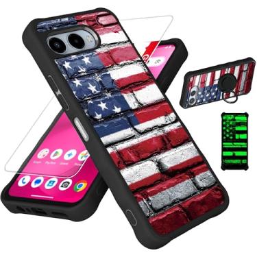 Imagem de jioeuinly Capa para celular T-Mobile Revvl 8 compatível com Revvl 8 [com protetor de tela de vidro temperado][PC rígido + silicone macio][suporte para anel] [efeito luminoso] YGH-GQ