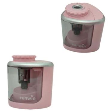 Imagem de Apontador de Lápis Elétrico e Manual c/ Depósito Rosa Gv Office