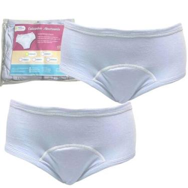 Imagem de Calcinha Absorvente Algodão Segura Escapes Urina 2un Branco - Minha Es