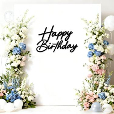 Imagem de Placa de feliz aniversário para pano de fundo - Placa de feltro de feliz aniversário para arco de balão, decoração de arco de balão para festa de aniversário, chá de bebê, preto