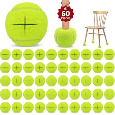 Imagem de Magicorange Pacote com 60 bolas de tênis pré-cortadas a granel para cadeiras, capas de perna de cadeira de bola de tênis de 6,3 cm para móveis para proteção de pés bola para sala de aula (amarelo