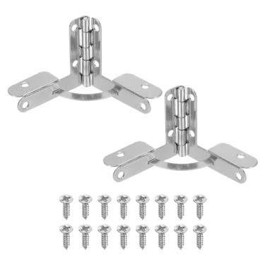 Imagem de Dobradiça de suporte dobrável de 90 graus, 3 cm x 3,5 cm, pacote com 2 dobradiças para caixa de móveis com parafusos para gaveta de caixa de madeira de armário de vinho, prata