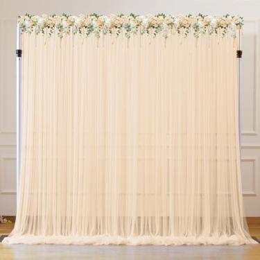 Imagem de Cortinas de fundo de tule champanhe de 6 m x 3 m para festas, casamento, chá de panela, 1 painel, cortinas de champanhe para pano de fundo para chá de bebê, aniversário, decoração de casa
