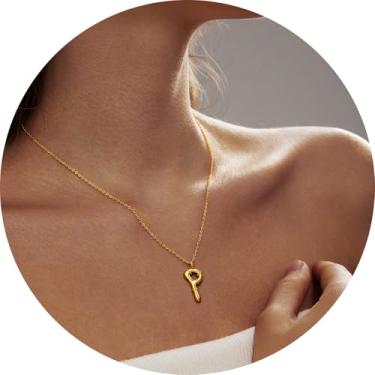 Imagem de Pingente de colar com inicial A-Z em 3D, joia de aço inoxidável personalizada, corrente ajustável, adequado para design moderno de letras femininas, F, Aço inoxidável, Sem Pedra Preciosa